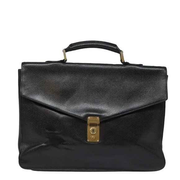CHANEL Hand Bag Calf Skin Black CC Auth - Picture 1 of 15